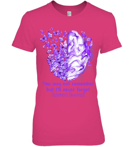 Image of Alzheimer s awareness, Dementia gift, Purple Butterfiles T Shirt