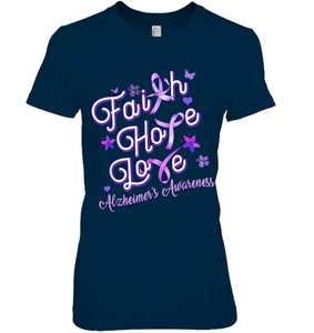 Alzheimer s Awareness Purple Ribbon Products Faith Hope Love T Shirt