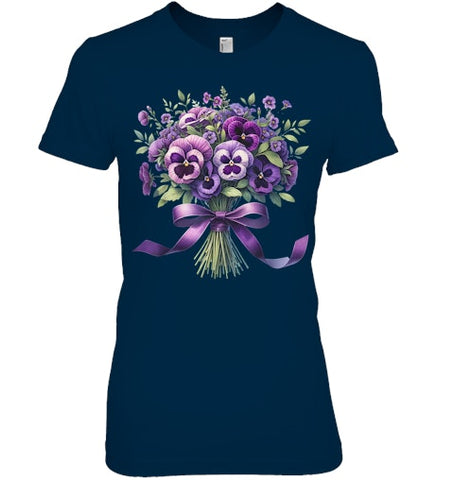 Image of Alzheimer purple floral pansy dementia alzheimer s awareness T Shirt (5)