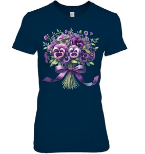 Alzheimer purple floral pansy dementia alzheimer s awareness T Shirt (5)