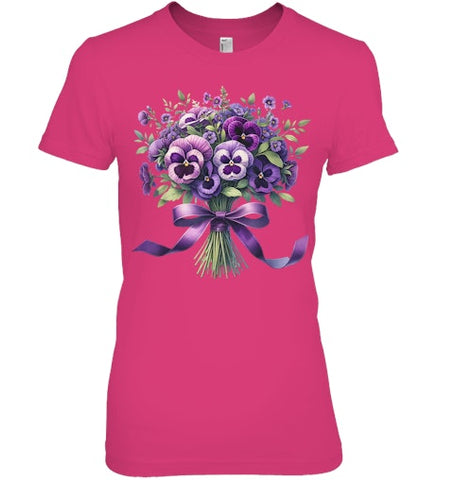 Image of Alzheimer purple floral pansy dementia alzheimer s awareness T Shirt (5)