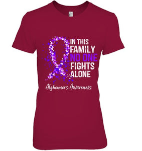 In This Family No One Fights Alone Shirt Alzheimer s Ribbon T Shirt