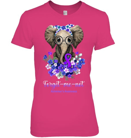 Image of Forget me not Alzheimer s Awareness Elephant Flower T Shirt