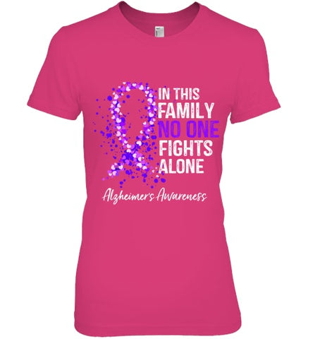 Image of In This Family No One Fights Alone Shirt Alzheimer s Ribbon T Shirt