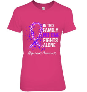 In This Family No One Fights Alone Shirt Alzheimer s Ribbon T Shirt