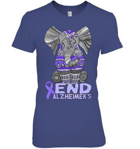 Womens Alzheimer Awareness Shirts and gifts purple Elephant V Neck T Shirt