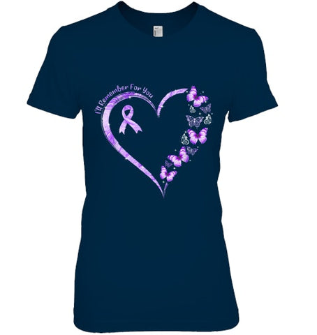 Image of I ll Remember For You Purple Butterfly Alzheimer s Awareness T Shirt