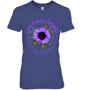 Alzheimer Awareness Tee for Men and Women Purple sunflower T Shirt