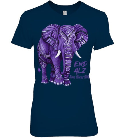 Image of Alzheimers Awareness Purple Elephant Awareness T Shirt