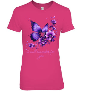 Butterfly I Will Remember For You Alzheimer s Awareness T Shirt