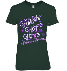 Alzheimer s Awareness Purple Ribbon Products Faith Hope Love T Shirt