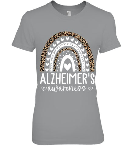 Image of Wear Purple Alzheimer s Awareness Leopard Rainbow T Shirt