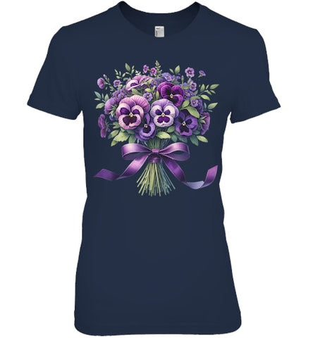 Image of Alzheimer purple floral pansy dementia alzheimer s awareness T Shirt (5)