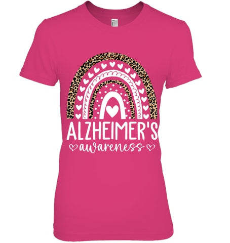 Image of Wear Purple Alzheimer s Awareness Leopard Rainbow T Shirt