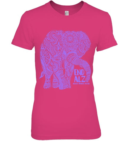 Image of Purple Elephant Alzheimer Awareness Apparel & gifts, END ALZ T Shirt