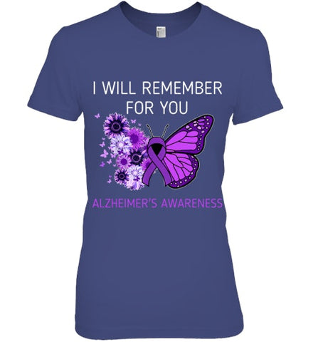 Image of Alzheimer s Awareness I Will Remember you Butterfly Women T Shirt