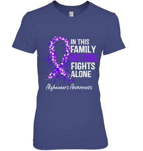 In This Family No One Fights Alone Shirt Alzheimer s Ribbon T Shirt