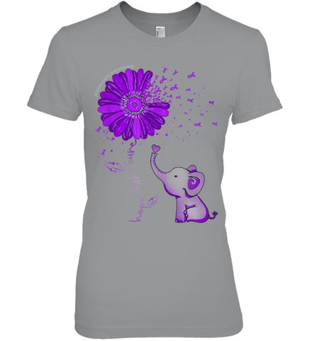 Image of Hope Fight Cure Elephant Alzheimer s Purple Ribbon T Shirt