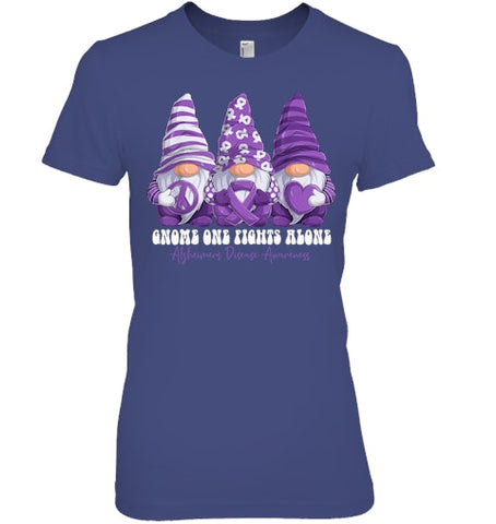 Image of Alzheimer s Disease Awareness Month Purple Ribbon Gnomies T Shirt