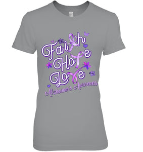 Alzheimer s Awareness Purple Ribbon Products Faith Hope Love T Shirt