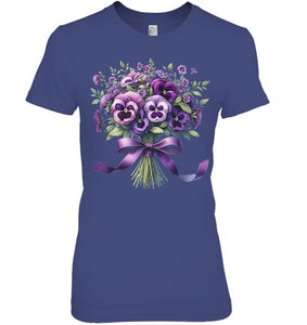 Alzheimer purple floral pansy dementia alzheimer s awareness T Shirt (5)