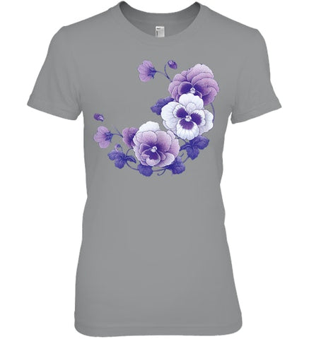 Image of alzheimer purple floral pansy alzheimer s awareness T Shirt