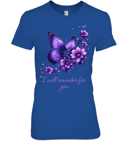 Image of Butterfly I Will Remember For You Alzheimer s Awareness T Shirt