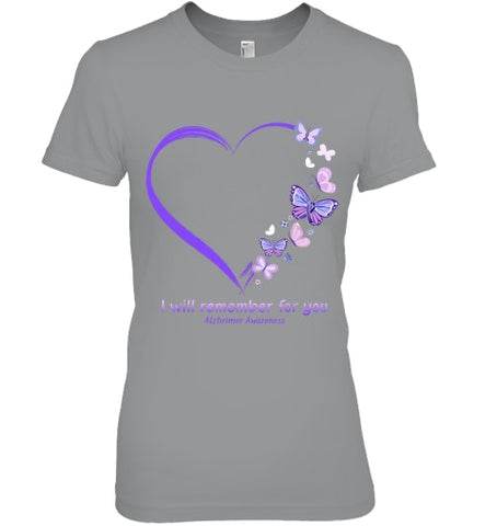 Image of I Will Remember For You Butterfly Alzheimer s Awareness T Shirt