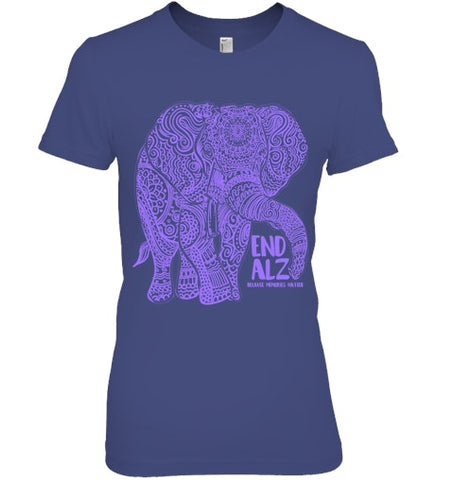 Image of Purple Elephant Alzheimer Awareness Apparel & gifts, END ALZ T Shirt