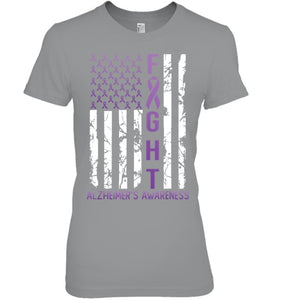 Alzheimer s Awareness Month Day USA Flag Ribbon Purple T Shirt