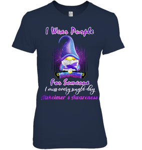 Alzheimer s Awareness Products I Wear Purple Ribbon Gnome T Shirt