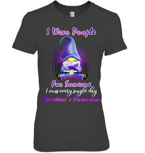 Alzheimer s Awareness Products I Wear Purple Ribbon Gnome T Shirt