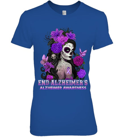 Image of End AlzheImer's Skull Girl Flowers   Alzheimer's Awareness