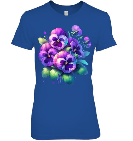 Image of Alzheimer purple floral pansy dementia alzheimer s awareness T Shirt