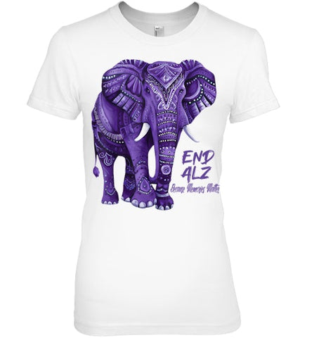 Image of Alzheimers Awareness Purple Elephant Awareness T Shirt