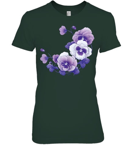 Image of alzheimer purple floral pansy alzheimer s awareness T Shirt