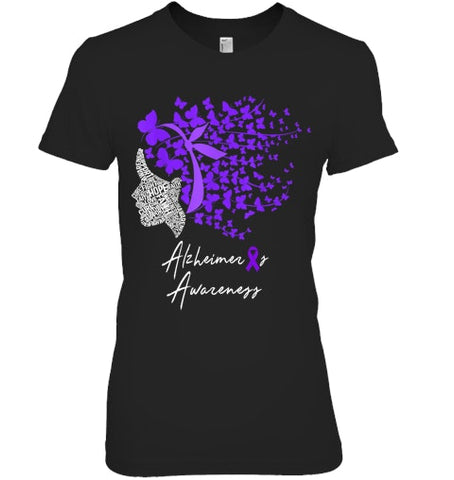 Image of Alzheimer s Awareness Shirt Alzheimers Purple Butterflies T Shirt