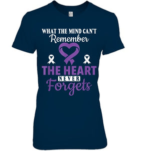 The Heart Never Forgets Alzheimer's Awareness Purple Ribbon