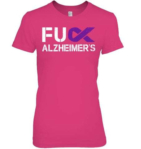 Image of Fuck FU Alzheimer s Awareness Month Purple Ribbon Fighter T Shirt