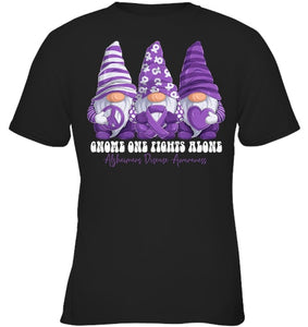 Alzheimer s Disease Awareness Month Purple Ribbon Gnomies T Shirt