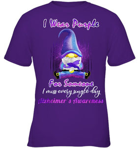 Alzheimer s Awareness Products I Wear Purple Ribbon Gnome T Shirt