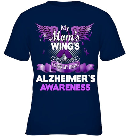 Image of Alzheimer s Awareness Products Mom s Wings Cover My Heart T Shirt