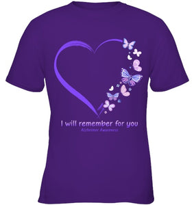 I Will Remember For You Butterfly Alzheimer s Awareness T Shirt