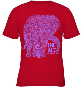 Purple Elephant Alzheimer Awareness Apparel & gifts, END ALZ T Shirt