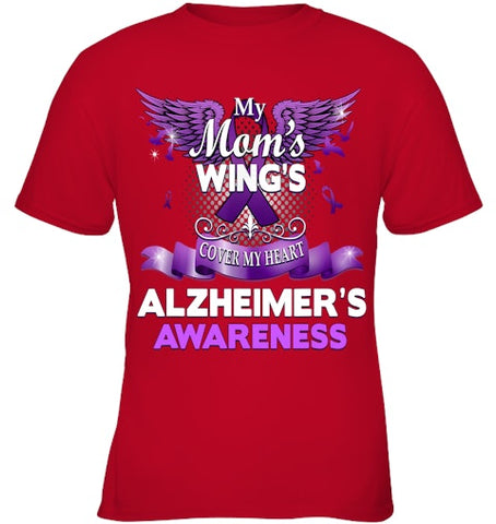 Image of Alzheimer s Awareness Products Mom s Wings Cover My Heart T Shirt