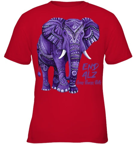 Image of Alzheimers Awareness Purple Elephant Awareness T Shirt