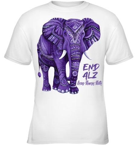 Image of Alzheimers Awareness Purple Elephant Awareness T Shirt