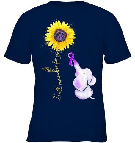 Image of Elephant I Will Remember For You Sunflower Alzheimer T Shirt