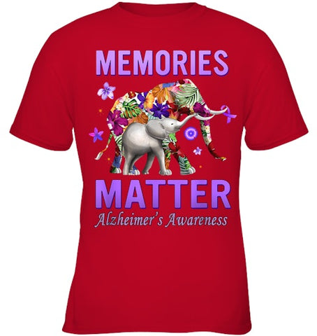 Image of Alzheimers Awareness Memories Matter Purple Elephant Womens T Shirt