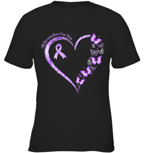 I ll Remember For You Purple Butterfly Alzheimer s Awareness T Shirt